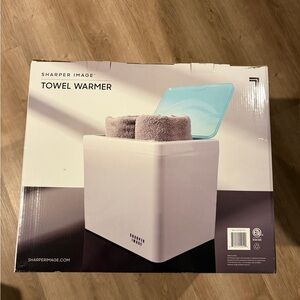 Sharper Image White and Blue Towel Warmer